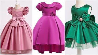 Beautiful Satin baby girl frock designsjunior Satin frockslittle girl birthday Satin frocks [upl. by Sutsuj]