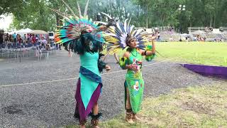 Danzantes AztecasChichimecas from Mexico in Kahnawake Pow Wow 2019 Canada [upl. by Ahsenod]