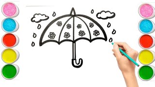 umbrella Drawing for kids  Umbrella drawing easy  Step by step tutorial  Kids Drawing easy [upl. by Eceinart939]