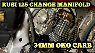 RUSI 125 34MM CARB CHANGE MANIFOLD [upl. by Ttehc933]