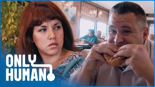 Husband and Undercover Muncher  Addicted to Cheeseburgers  Freaky Eaters US S1 E1  Only Human [upl. by Smart]