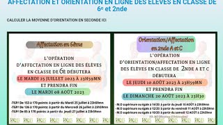 Affectation  Orientation En Ligne Des Élèves En Classe De 6ᵉ et 2nde 2023  Calendrier Et Procédure [upl. by Erodasi]