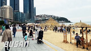 Haeundae Sand Festival  Busan is a great city for walking  KOREA  4K HDR  해운대 해수욕장 모래 축제 [upl. by Merlina]