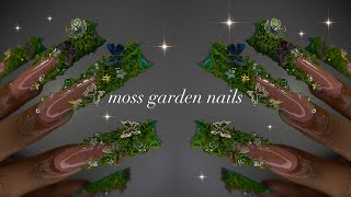 Moss Garden Nails🌿🌸🦋 polygel application  trendy nail art✨ [upl. by Caputo]