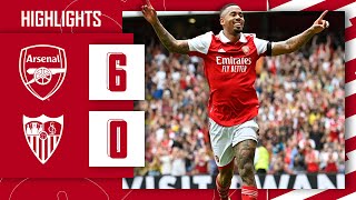 HIGHLIGHTS  Arsenal vs Sevilla 60  Gabriel Jesus scores a hattrick on Emirates Stadium debut [upl. by Aneelak]