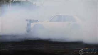 0TYRES V8 TWIN TURBO KP TOYOTA STARLET BURNOUT CAR Qualifying run at Autofest [upl. by Dnarb392]