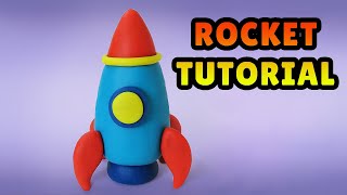 🔴MAKING MINIATURE ROCKET SHIP  Easy Polymer Clay Fondant Tutorial DIY [upl. by Mcdermott]