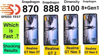 Snapdragon 8Gen1 vs 888 vs 870 vs Dimensity 8100 SpeedTest 🔥🔥🔥 [upl. by Jaella]