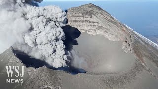 Popocatépetl Volcano Drone Footage Shows CloseUp View of the Crater  WSJ News [upl. by Nageet276]