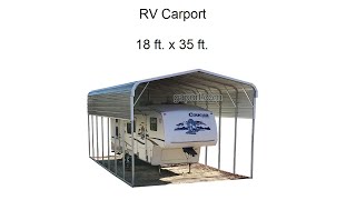 1 Metal RV Carport  18 ft x 35 ft x 15 ft  Great Camper Cover [upl. by Guibert]