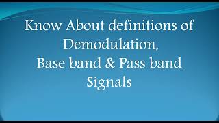 DemodulationBase band and pass band signals  uLearn EduOnline [upl. by Boorman]