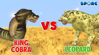 King Cobra vs Leopard  Reptile Animals vs Mammal Animals S1E6  SPORE [upl. by Ramilahs]