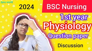 BSC Nursing 1st year physiology question paper 2024😱 BSC nursing 1st sem question paper physiology [upl. by Hu]