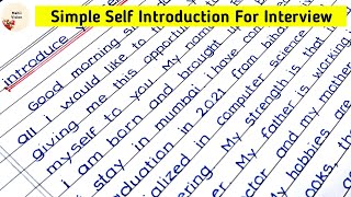 Simple Self Introduction For Interview  How To Introduce Yourself In An Interview  handwriting [upl. by Betthezel]