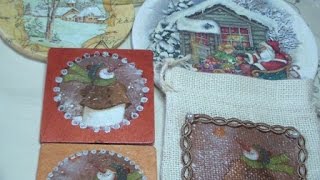 Tutorial 3x1 3 progetti con la tecnica del decoupage  diverse idee per il Natale [upl. by Nich]