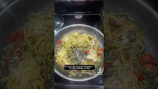 2 Ingredient Shrimp Linguine w Pesto amp Tomatoes recipe easyrecipe traderjoes greenwise pasta [upl. by Gennie]