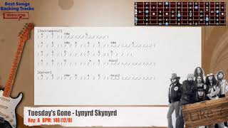 🎸 Tuesdays Gone  Lynyrd Skynyrd Guitar Backing Track with chords and lyrics [upl. by Bourke873]