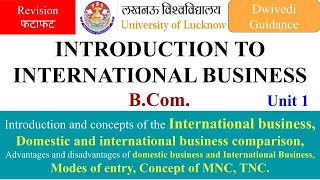 1 introduction to international business bcom introduction to international business in hindi lu [upl. by Gney]