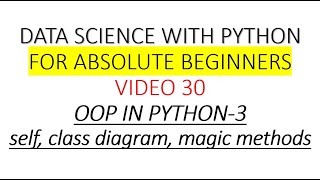 30PythonOOP3selfClassDiagramMagicMethods Data Science With Python HINDI [upl. by Shaw]