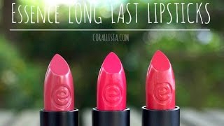 Essence Long Lasting Lipsticks Review  Drugstore Budget Buys  corallista [upl. by Val51]