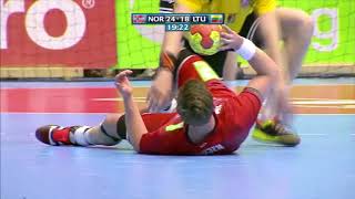 Eurohandball Lukas Simenas against Sander Sagosen NorwayLithuania [upl. by Philipson]