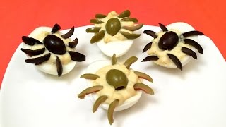 Comment Faire des Araignées Comestibles  Oeufs Farcis Mimosa pour lHalloween [upl. by Katherina]