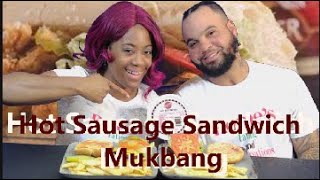 New Orleans Pattons Hot Sausage Sandwich Mukbang 🍔🍔 [upl. by Hijoung]