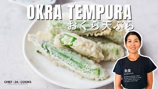 Fried Okra Recipe How to Make Crispy Okra Tempura [upl. by Neslund]