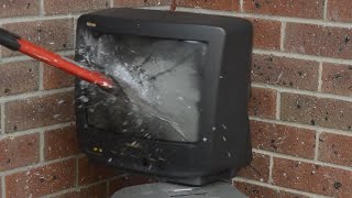 Smashing a Samsung TV348 CRT Television [upl. by Eilsehc989]