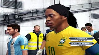 PES 2013 Brasil vs Argentina Relatos Latinos HD [upl. by Hterrag]