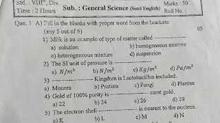 8th class First Semester Exam question paper pattern Science 4 question paper science [upl. by Hoebart]