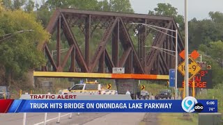 Truck hits bridge on Onondaga Lake Parkway [upl. by Eanerb]