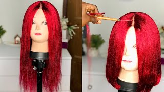 How to DIY 280 Kinky Straight Drawstring ponytail with kanekalon Hair [upl. by Ycats13]