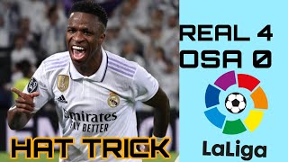 Real madrid 4  0 Osasuna Vinicius hat trick [upl. by Eelarual]