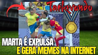 MARTA É EXPULSA EM JOGO DA SELEÇÃO BRASILEIRA NA OLIMPÍADA E GERA MEMES NA INTERNET [upl. by Bernardi740]