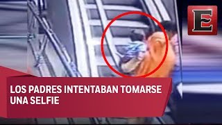 VIDEO Muere bebé tras aparatosa caída en escalera eléctrica [upl. by Schertz]