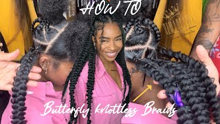 Butterfly knottless braids How to video EXPLANATION  VIRAL STYLE [upl. by Theobald]