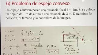 Fisica 1  Óptica geométrica  6 Problema de espejo convexo [upl. by Avan]