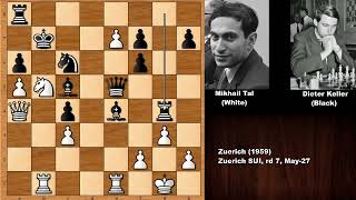 Attacking Chess Mikhail Tal vs Dieter Keller  Zuerich 1959 [upl. by Shelagh785]