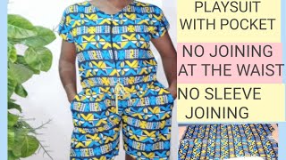 How to make a playsuitjumpsuit with pocket and dolman sleeve without waist joining DIY JUMPSUIT [upl. by Muldon968]