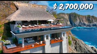 Touring a Stunning Cliffside Mansion Overlooking the Pacific Ocean realestate luxuryhouse [upl. by Etnasa]