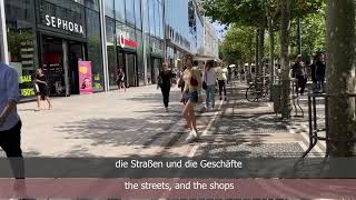 Learn the German language  a small tour inside a German city with translation [upl. by Naamana]