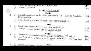 Jntuk r23  Engineering physics set 2 semester question paper [upl. by Akcirahs]