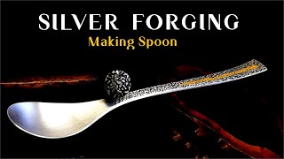 Making quotSilver Spoonquot  Forging  Texture Hammer Pure goldfoil [upl. by El]