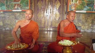 Buddhist monks chant blessing at monastery in Oudong Cambodia [upl. by Pelagia114]