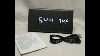 CORTEGE Digital Alarm Clock Wooden LED Light Clock with Time and Temperature Display [upl. by Lacsap]