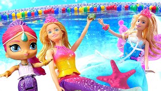 Barbie nuket uimaaltaalla Barbie Mermaid nukke amp LOL nuket Barbie videoita tytöille [upl. by Wurst]