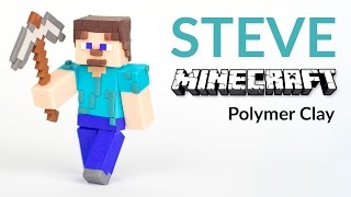 MINECRAFT Steve with pickaxe – Polymer Clay Tutorial [upl. by Arber]