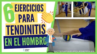 TENDINITIS HOMBRO 6 EJERCICIOS DE RECUPERACIÓN HACER EN CASA🏠 [upl. by Esorrebma]