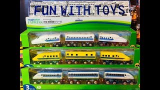 unboxing 3 Toysrus Imaginarium Express Wooden Shinkansen Series Trains 03126 [upl. by Ahseyk233]